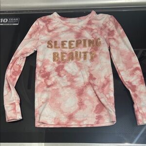 Girls 3T pajama top shirt long sleeve tie dye sleeping beauty glitter